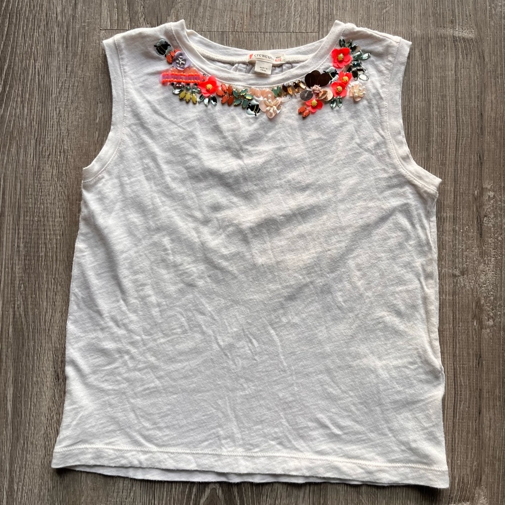 Crewcuts Beaded sleeveless T-shirt Size 6/7 bug insect gems rhinestones tank